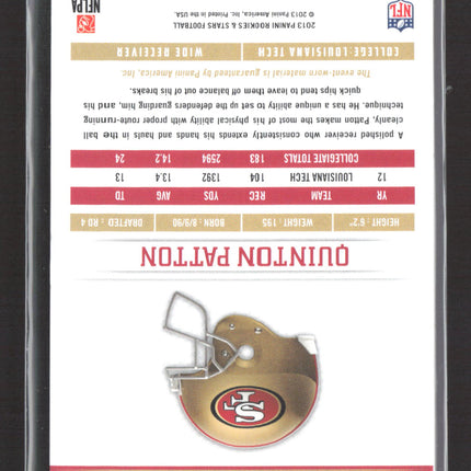 2013 Panini Rookies & Stars Longevity Quinton Patton #229 RC Patch /25