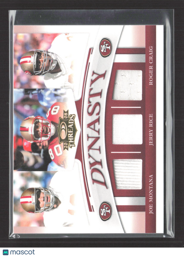 2008 Threads Dynasty Joe Montana Roger Craig Jerry Rice #D-6 Jersey 118/250