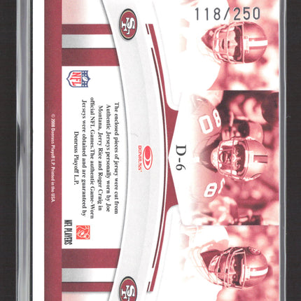 2008 Threads Dynasty Joe Montana Roger Craig Jerry Rice #D-6 Jersey 118/250