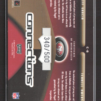 2002 Prestige Connections Terrell Owens Jeff Garcia #C-6 Game-Worn Jersey /500
