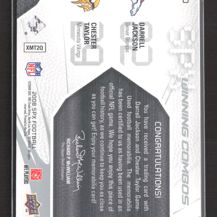 2008 SPx Winning Combos Darrell Jackson Chester Taylor #WC20 Dual Jersey 96/99