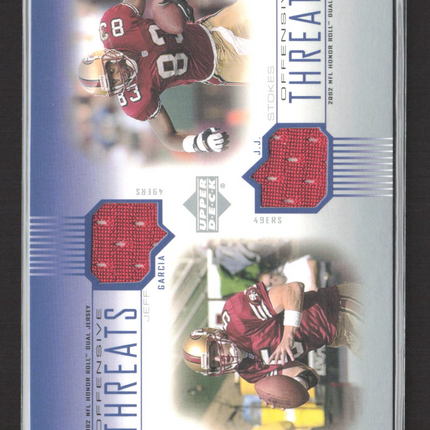 2002 Honor Roll Offensive Threats Jeff Garcia J.J. Stokes #OT-GS Dual Jersey