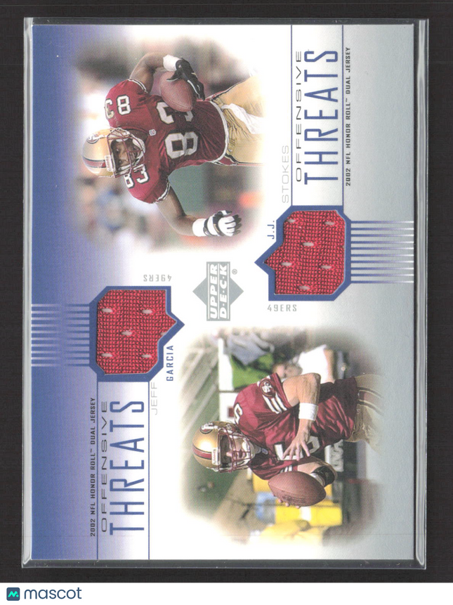 2002 Honor Roll Offensive Threats Jeff Garcia J.J. Stokes #OT-GS Dual Jersey