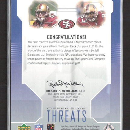 2002 Honor Roll Offensive Threats Jeff Garcia J.J. Stokes #OT-GS Dual Jersey