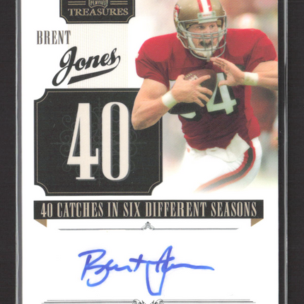 2011 Panini National Treasures Notable Numbers Brent Jones #3 1/5 Auto