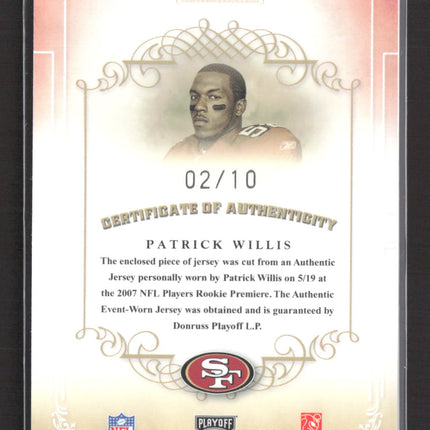2007 Playoff National Treasures Patrick Willis #125 Jersey Laundry Tag /10