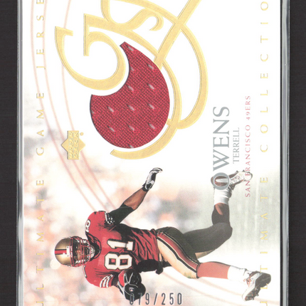 2003 Upper Deck Ultimate Collection Terrell Owens #UJ-TO 79/250 Game-Used Jersey