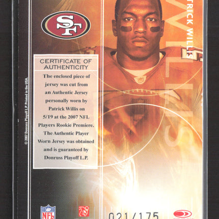 2007 Playoff Rookies & Stars Dress for Success Patrick Willis #DS-29 Jersey