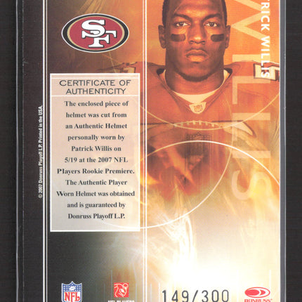 2007 Rookies & Stars Dress for Success Patrick Willis #DS-29 Facemask /300