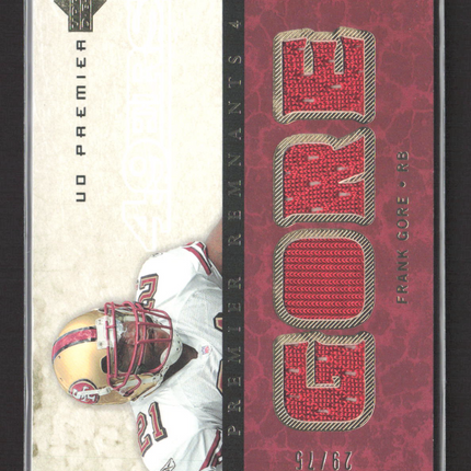2007 Upper Deck UD Premier Premier Remnants 4 Frank Gore #PR4-FG Jersey /75