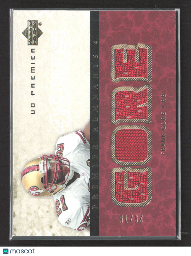 2007 Upper Deck UD Premier Premier Remnants 4 Frank Gore #PR4-FG Jersey /75