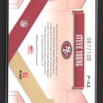 2008 Donruss Gridiron Gear Performers Steve Young #P-42 Dual Jersey 067/100