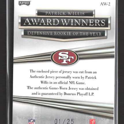 2008 Playoff Prestige Award Winners Patrick Willis #AW-2 01/25 Game-Worn Patch