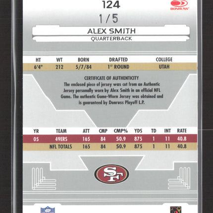 2006 Leaf Certified Alex Smith #124 Mirror Emerald Laundry Tag Patch /5