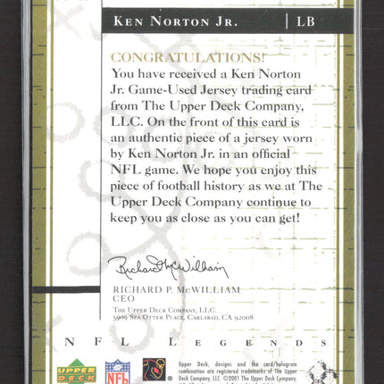 2001 Upper Deck NFL Legends Past Patterns Ken Norton Jr. #PP-KN Game-Used Jersey