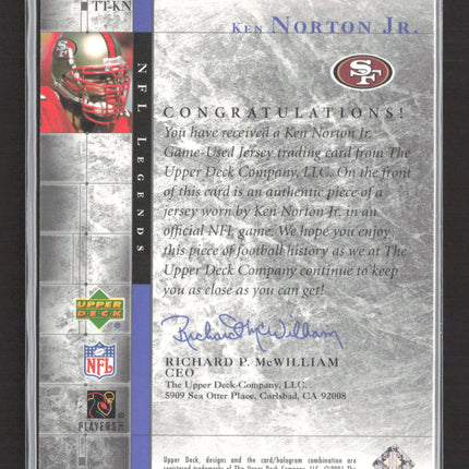2001 Upper Deck Timeless Tributes Ken Norton Jr. #TT-KN Game-Used Jersey