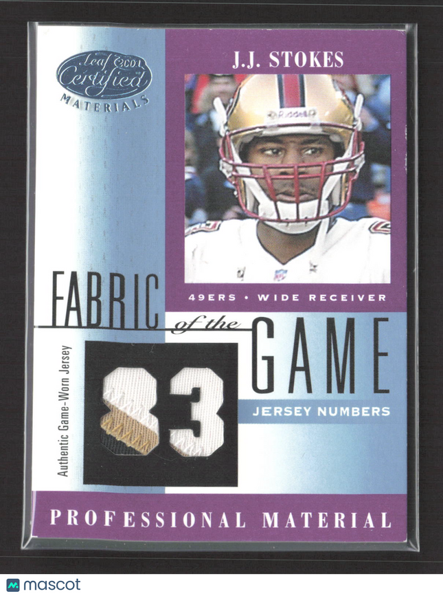 2001 Leaf Certified Materials Fabric of the Game J.J. Stokes #FG-122 Patch 80/83