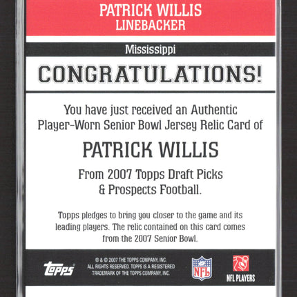 2007 Topps Draft Picks & Prospects Senior Standouts Patrick Willis #SS-PW Jersey