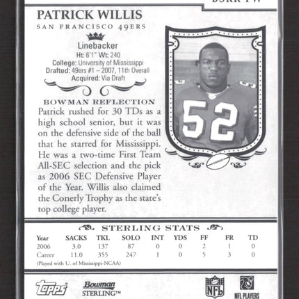 2007 Bowman Sterling Patrick Willis #BSRR-PW RC Authentic Player-Worn Jersey