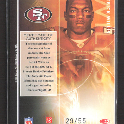 2007 Rookies & Stars Longevity Dress for Success Patrick Willis #DS-29 Shoe /55