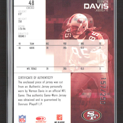2007 Playoff Rookies & Stars Longevity Vernon Davis #48 Game-Worn Jersey /250