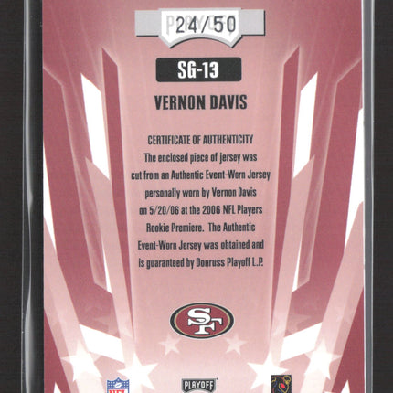 2006 Playoff Absolute Memorabilia Star Gazing Vernon Davis #SG-13 Patch /50