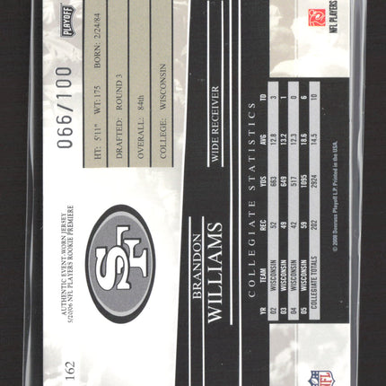 2008 Playoff Prestige Brandon Williams #162 Event-Worn Patch /100