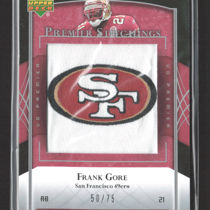 2007 Upper Deck UD Premier Premier Stitchings Frank Gore #PS-35 Patch 50/75