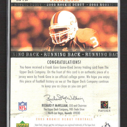 2005 Rookie Debut Saturday Swatches Frank Gore College Jersey Game-Used Jersey