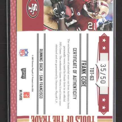 2007 Absolute Tools of the Trade Frank Gore #TOT-63 Game-Worn Jersey 35/50