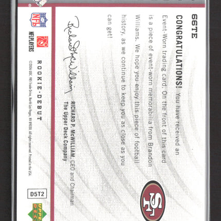 2006 Upper Deck Rookie Debut Jersey Collection Brandon Williams #66TE Jersey