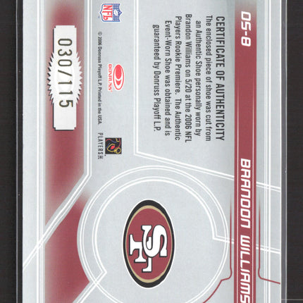 2006 Playoff Rookies & Stars Dress for Success Brandon Williams #DS-8 Shoe /115