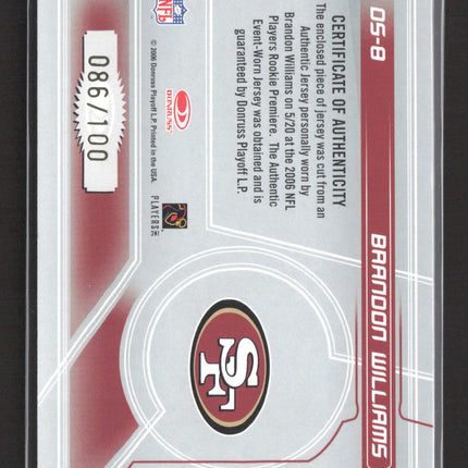 2006 Rookies & Stars Dress for Success Brandon Williams #DS-8 Jersey /100