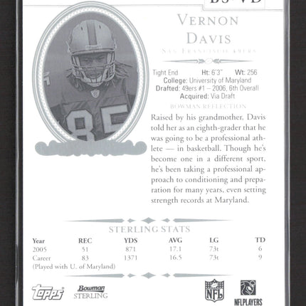 2006 Bowman Sterling Vernon Davis #BS-VD Authentic Player Worn Jersey