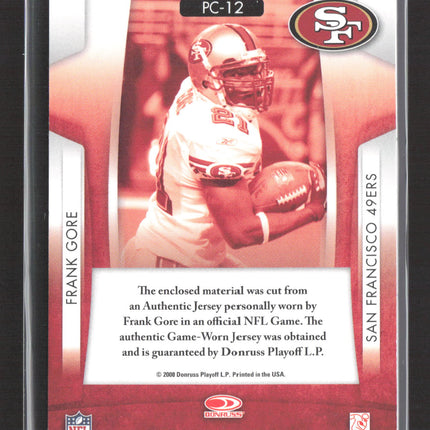 2008 Donruss Playoff Rookies & Stars Prime Cuts Frank Gore #PC-12 Patch 01/25