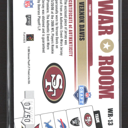 2006 Playoff Absolute Memorabilia War Room Vernon Davis #WR-13 Patch /50