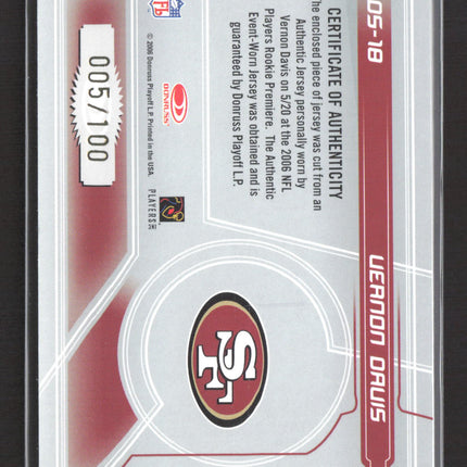 2006 Rookies & Stars Dress for Success Vernon Davis #DS-18 Jersey /100