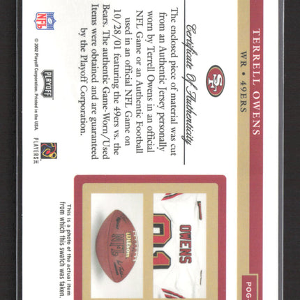 2002 Playoff Piece of the Game Terrell Owens #POG-50 Game-Worn Jersey