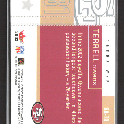 2003 Fleer Genuine Insider Genuine Article Terrell Owens #GA-TO Game-Worn patch
