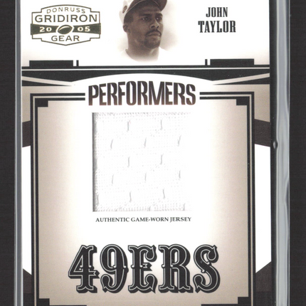 2005 Donruss Gridiron Gear Performers John Taylor #P-27 Game-Worn Jersey 016/100
