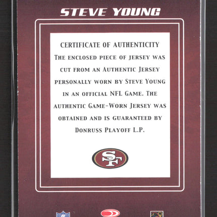 2005 Donruss Zenith Spellbound Steve Young #S-21 Game-Worn Jersey 245/250