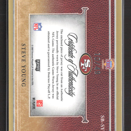 2007 National Treasures Steve Young #SB-SY Authentic Game-Worn Jersey /49