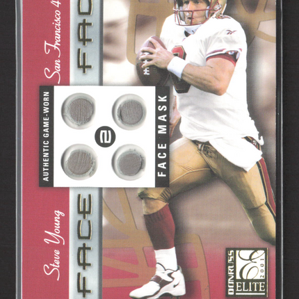 2001 Donruss Elite Face 2 Face Steve Young #FF-8 Game-Worn Face Mask 036/100