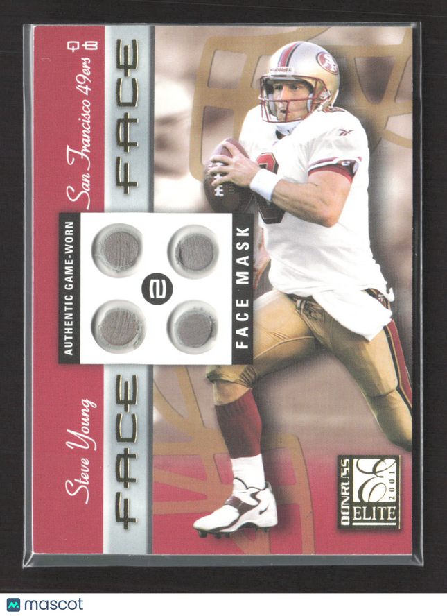 2001 Donruss Elite Face 2 Face Steve Young #FF-8 Game-Worn Face Mask 036/100