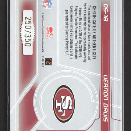 2006 Leaf Rookies & Stars Dress for Success Vernon Davis #DS-18 Facemask /350