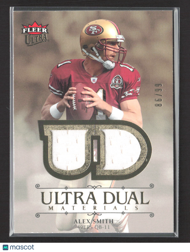 2007 Fleer Ultra Ultra Dual Alex Smith #UDM-AS Game-Used Dual Jersey 86/99
