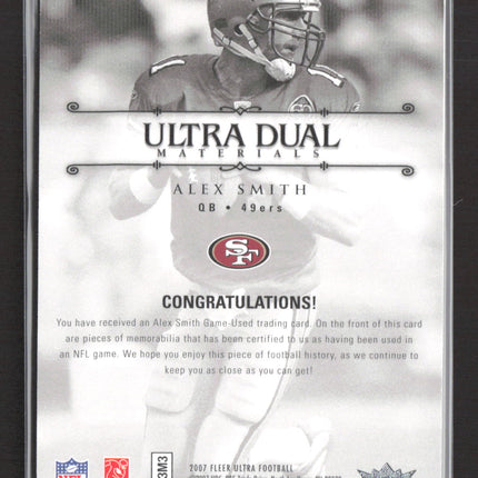 2007 Fleer Ultra Ultra Dual Alex Smith #UDM-AS Game-Used Dual Jersey 86/99
