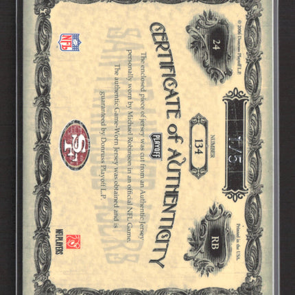 2006 National Treasures Michael Robinson #134 Game-Worn Laundry Tag Patch /5