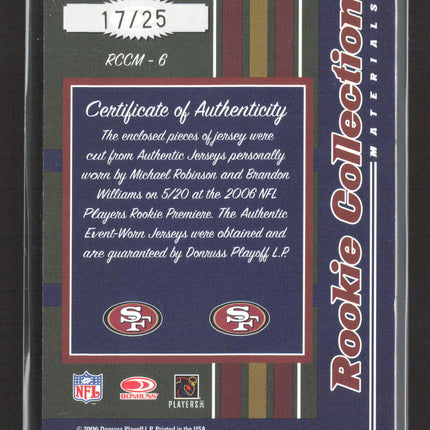 2006 Donruss Threads Rookie Michael Robinson Brandon Williams #RCCM-6 Patch