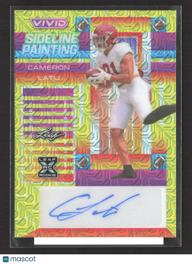 2023 Leaf Vivid Sideline Painting Cameron Latu 1/1 RC Pre-Production Proof Auto